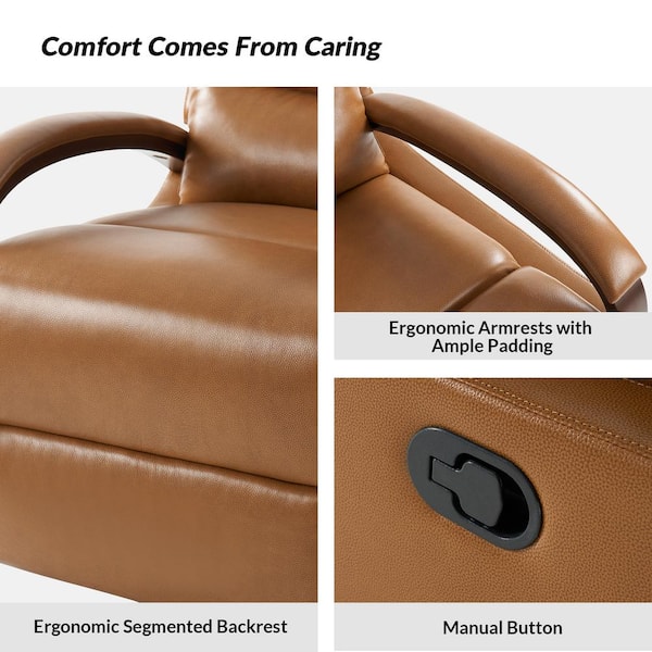 JAYDEN CREATION Joseph Genuine CAMEL Leather Swivel Manual