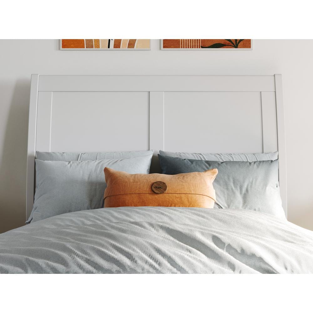 Portland White Solid Wood Sleigh Bed Frame with Footboard
