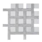 Bedford White 12.375 in. x 12.375 in. Basket Weave Marble Wall and Floor Mosaic Tile (1.06 sq. ft./Each)