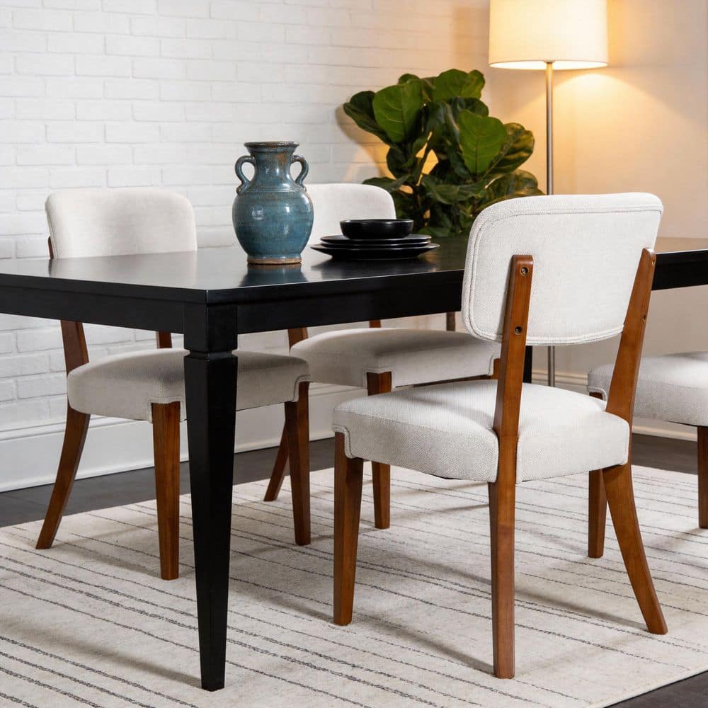 Noble House Gaviel Modern Beige Fabric Upholstered Parsons Dining ...