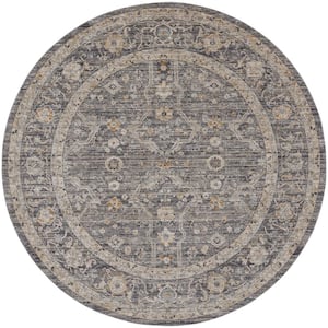 Lynx Slate Multicolor 8 ft. x 8 ft. All-over design Transitional Round Area Rug