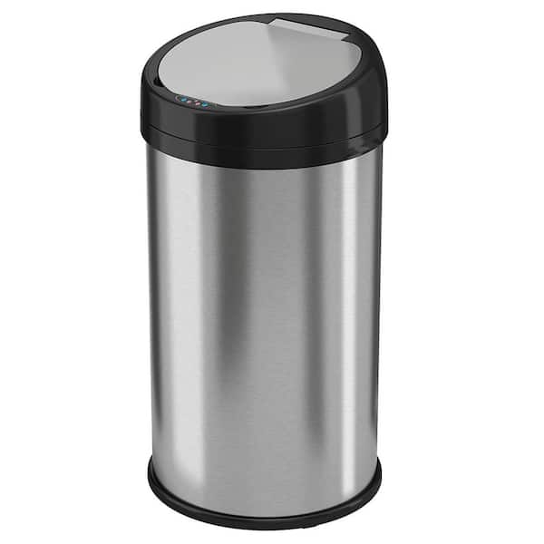 iTouchless 13 Gal. Stainless Steel Round Extra-Wide Lid Opening Motion Sensing Touchless Trash Can