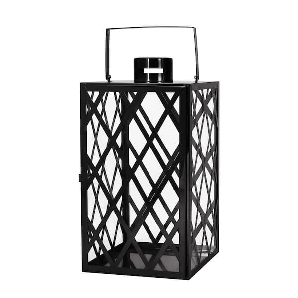 18 in. H Black Stainless Steel Outdoor Patio Lantern, Single Box Product