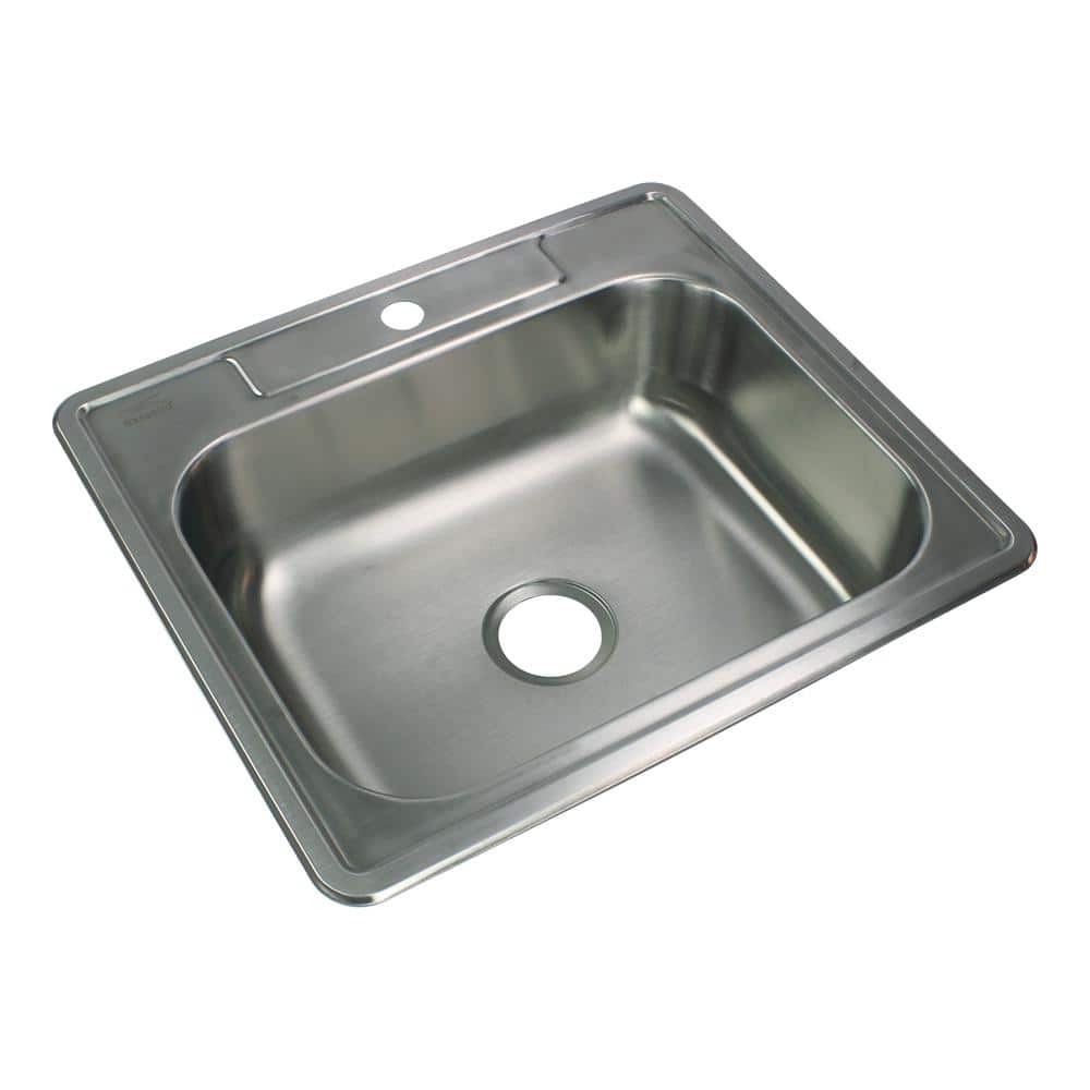 Brushed Stainless Steel 25'' Single Bowl Drop-In Kitchen Sink