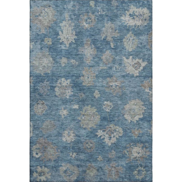 Mayfield Premium Machine Washable Abstract AMF2305 Denim 8 ft. x 10 ft. Area Rug
