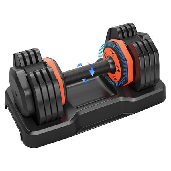 Tidoin 1-Piece 25 lb. Black Steel Adjustable Weight Dumbbell