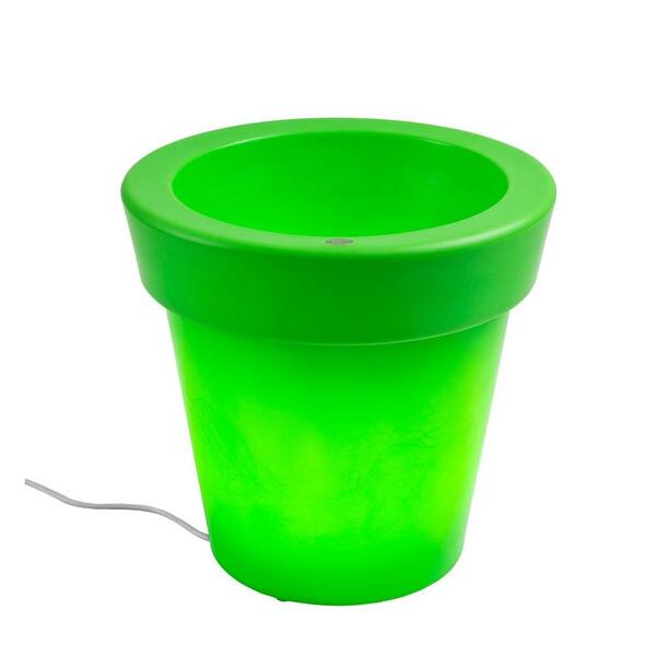 Filament Design Twist Production 20 in. Apple Green Outdoor Lighted Planter