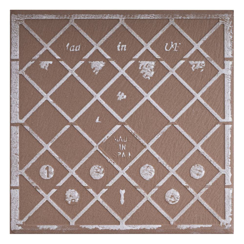 Kenzo 8" x 8" White and Black Porcelain Patterned Tile