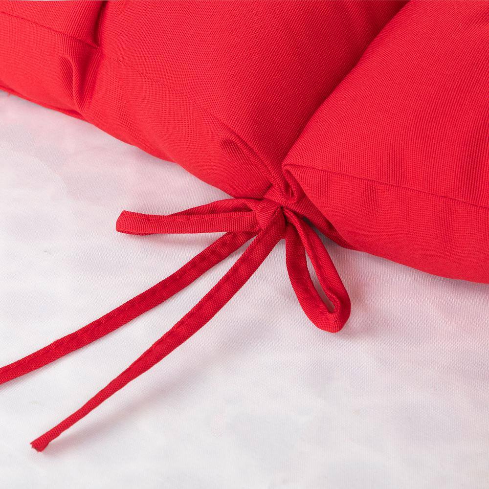 Red Polyfiber Tufted Patio Chair Cushion with Ties