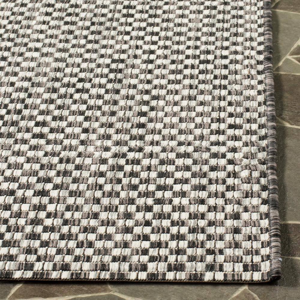 Black and Light Grey Synthetic Square Indoor/Outdoor Rug, 5'3" x 5'3"