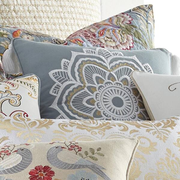 Sanira Taupe Floral Overlay Decorative Pillow - Levtex Home
