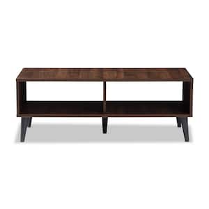 Pierre 40 in. Walnut/Dark Gray Medium Rectangle Wood Coffee Table with Shelf