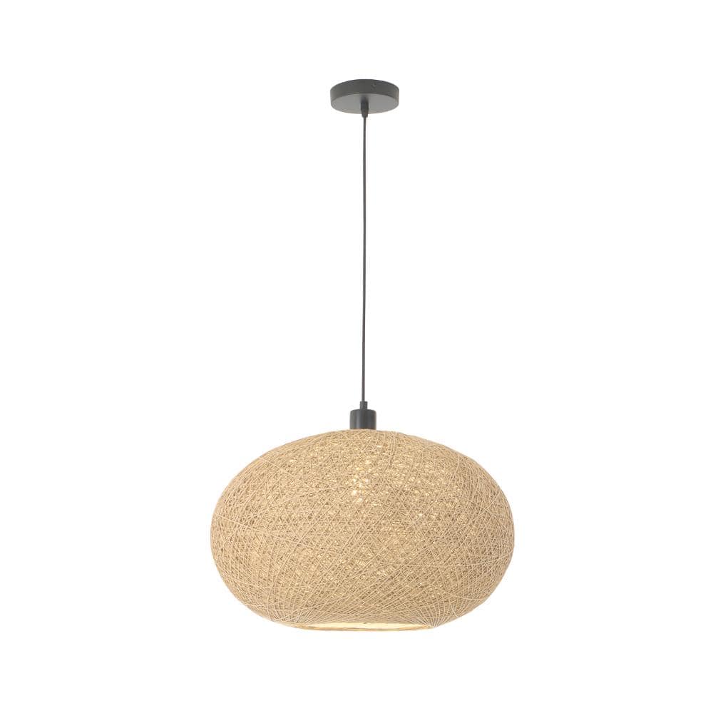 "1 Light 19.7"" Farmhouse Dome Natural Pendant Light with Rattan Woven Shade, for Kitchen Foyer Bedroom" price history on PriceWatchPro