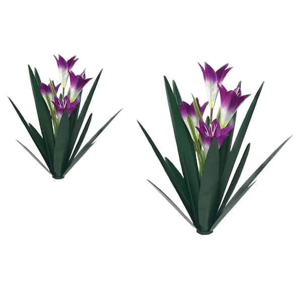 Metal Agave Plant Outdoor Decoration Outdoor Garden Decoration Yard Art Plant (2 Big Purple Lilies)