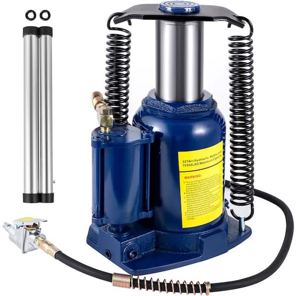 Air Hydraulic Bottle Jack, 32 Ton/70,550 lbs. Pneumatic Hydraulic Bottle Jack, Pneumatic/Manual Operation Bottle Jack