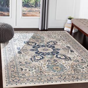 Helene Navy 7 ft. 10 in. x 10 ft. 3 in. Medallion Area Rug