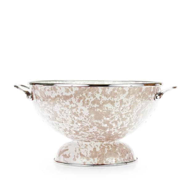 Golden Rabbit Taupe Swirl 5 qt. Enamelware Colander