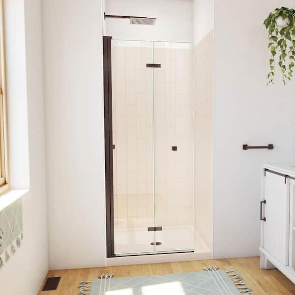 DreamLine 32 in. L x 32 in. W x 76-3/4 in. H Center Drain Alcove Shower Stall Kit in Oil Rubbed Bronze
