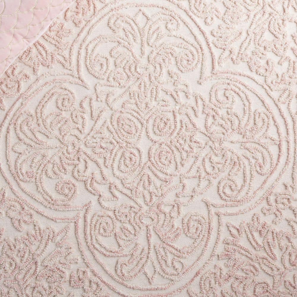 Ivory and Pink Hand Tufted Wool 6' x 9' Area Rug