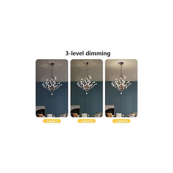 Maxax 4-Light 18 in. Black Crystal Modern Tiered Dimmable