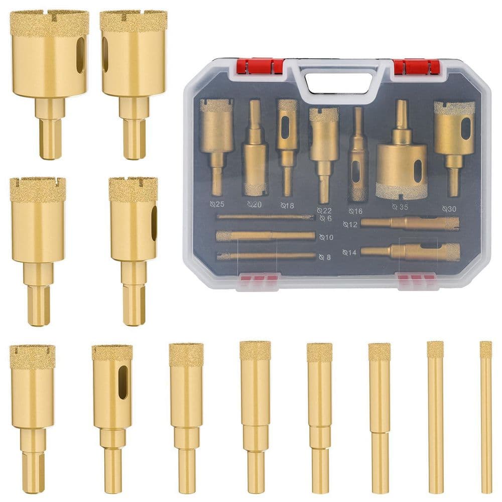 12-Piece Diamond Drill Bit Hole Saw Kit for Ceramic, Glass, and Tile Cutting, Includes Sizes from 0.24 in. to 1.38 in. price history on PriceWatchPro