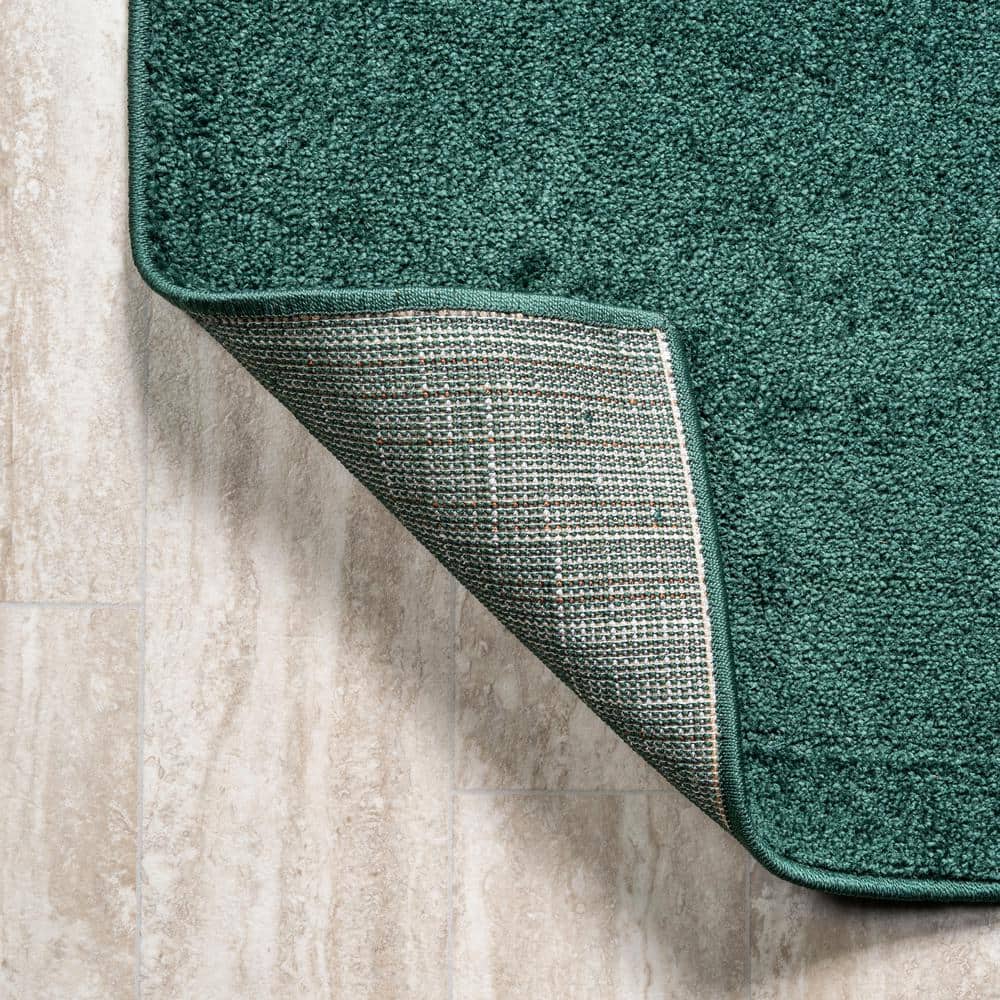 Emerald Green Solid Synthetic 10' x 14' Reversible Area Rug