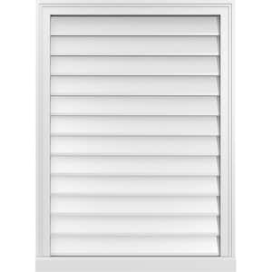 28 in. x 38 in. Vertical Surface Mount PVC Gable Vent: Decorative with Brickmould Sill Frame