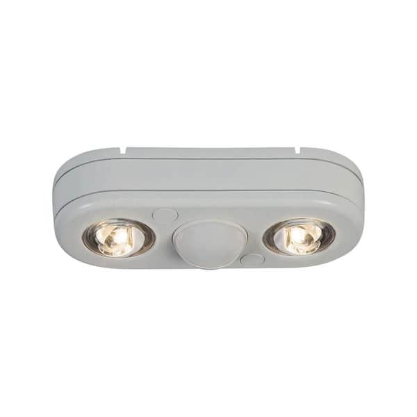 All-Pro Revolve 180-Degree White Twin Head Motion Activated Outdoor Integrated LED Security Flood Light at 5000K Daylight