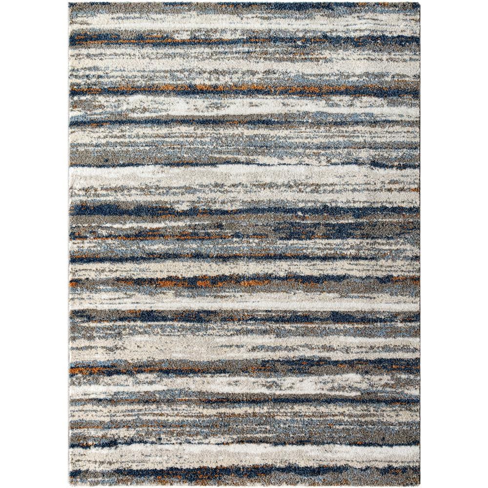 Osaka Blue and Gray Abstract 5'3" x 7' Area Rug