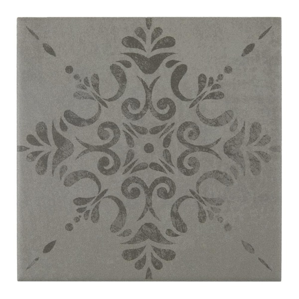 Marazzi Moroccan Concrete Gray 4 in. x 4 in. Glazed Porcelain Decorative Floor and Wall Sample Tile