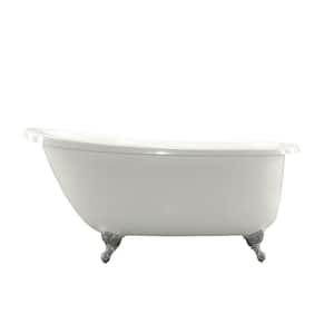 Lafayette 5.4 ft. Reversible Drain Solid Surface Claw Foot Slipper Tub in White