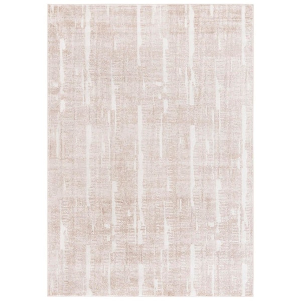 SAFAVIEH Whisper 8 ft. x 10 ft. Beige/Light Beige Distressed Striped Area Rug