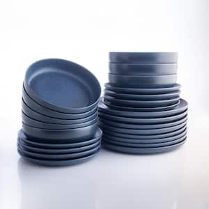 Macchio 24-Piece Blue Matte Stoneware Dinnerware Set (Service for 8)