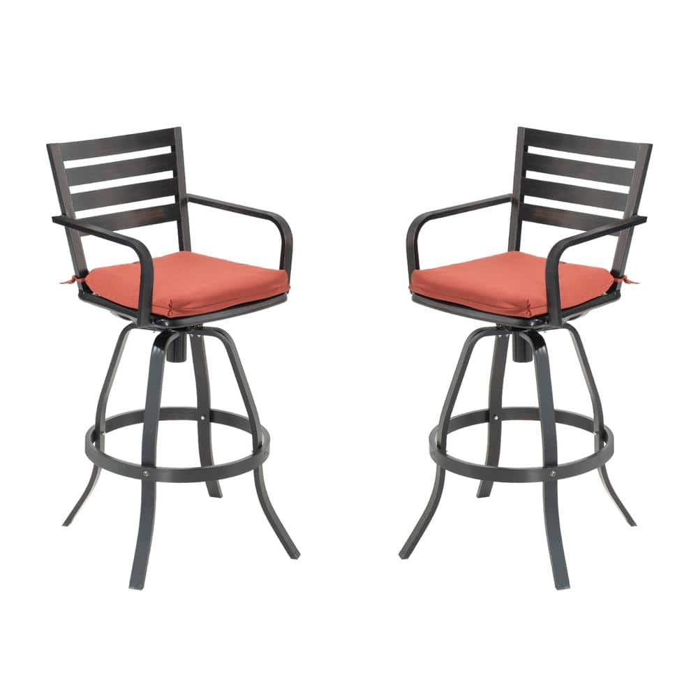 Swivel Cast Aluminum Outdoor Bar Stool with Sunbrella Red Cushion (2-Pack) -  Crestlive Products, CL-ST007RED-2