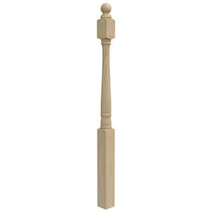 Stair Parts 4040 48 in. x 3 in. Unfinished Poplar Ball Top Newel Post for Stair Remodel