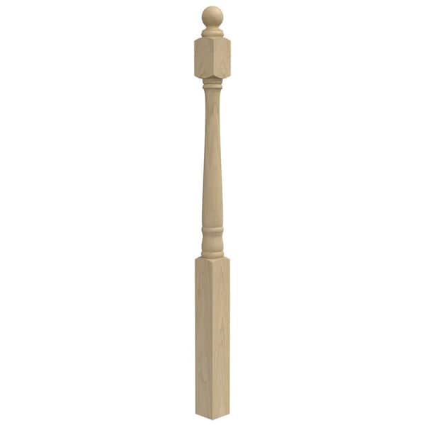 EVERMARK Stair Parts 4040 48 in. x 3 in. Unfinished Poplar Ball Top Newel Post for Stair Remodel