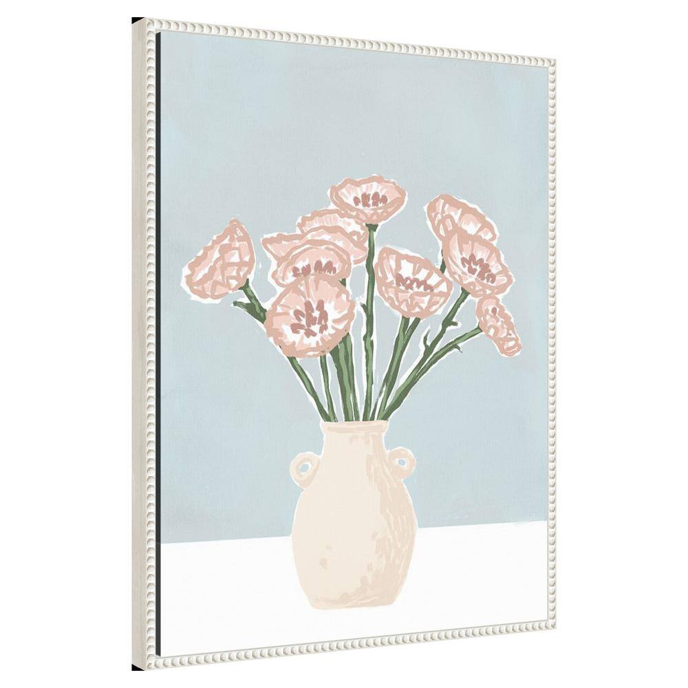 Renewed Bouquet II Pastel Pink Floral Canvas Wall Art with White Frame