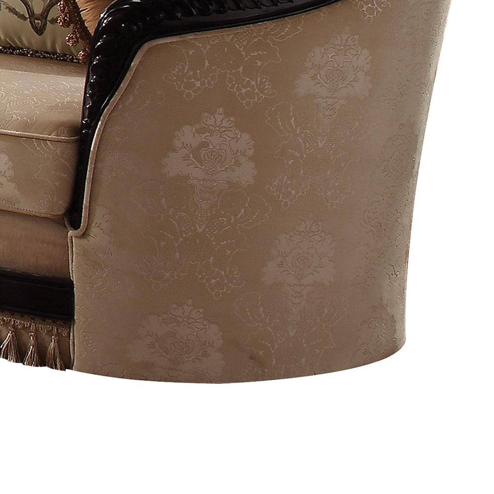 Ernestine Tan Fabric and Black Wood Traditional Chair with Pillows