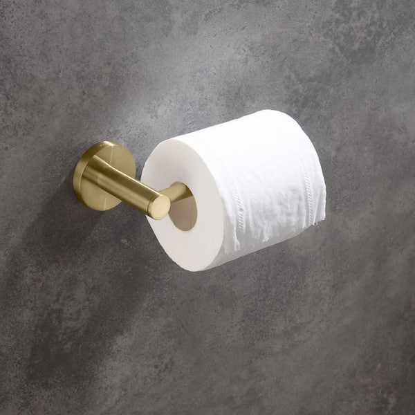 Bathroom Accessories Wall Mounted Toilet Paper Holder Round Post in Brushed Gold