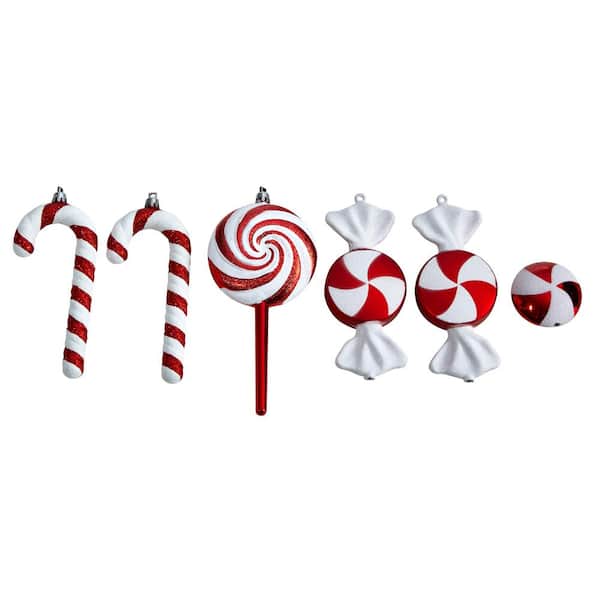7 in. Shatterproof Assorted Candy Cane Holiday Christmas Deluxe Ornament (6-Pack)