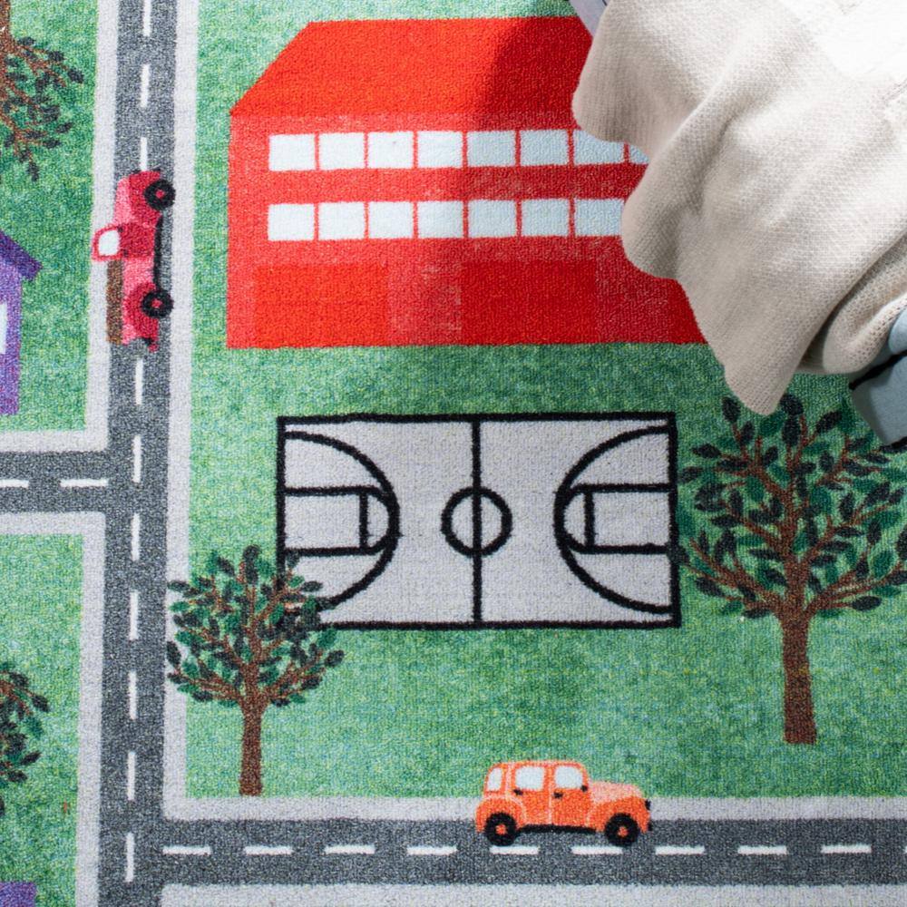 Kids Green and Charcoal Playhouse Washable Area Rug