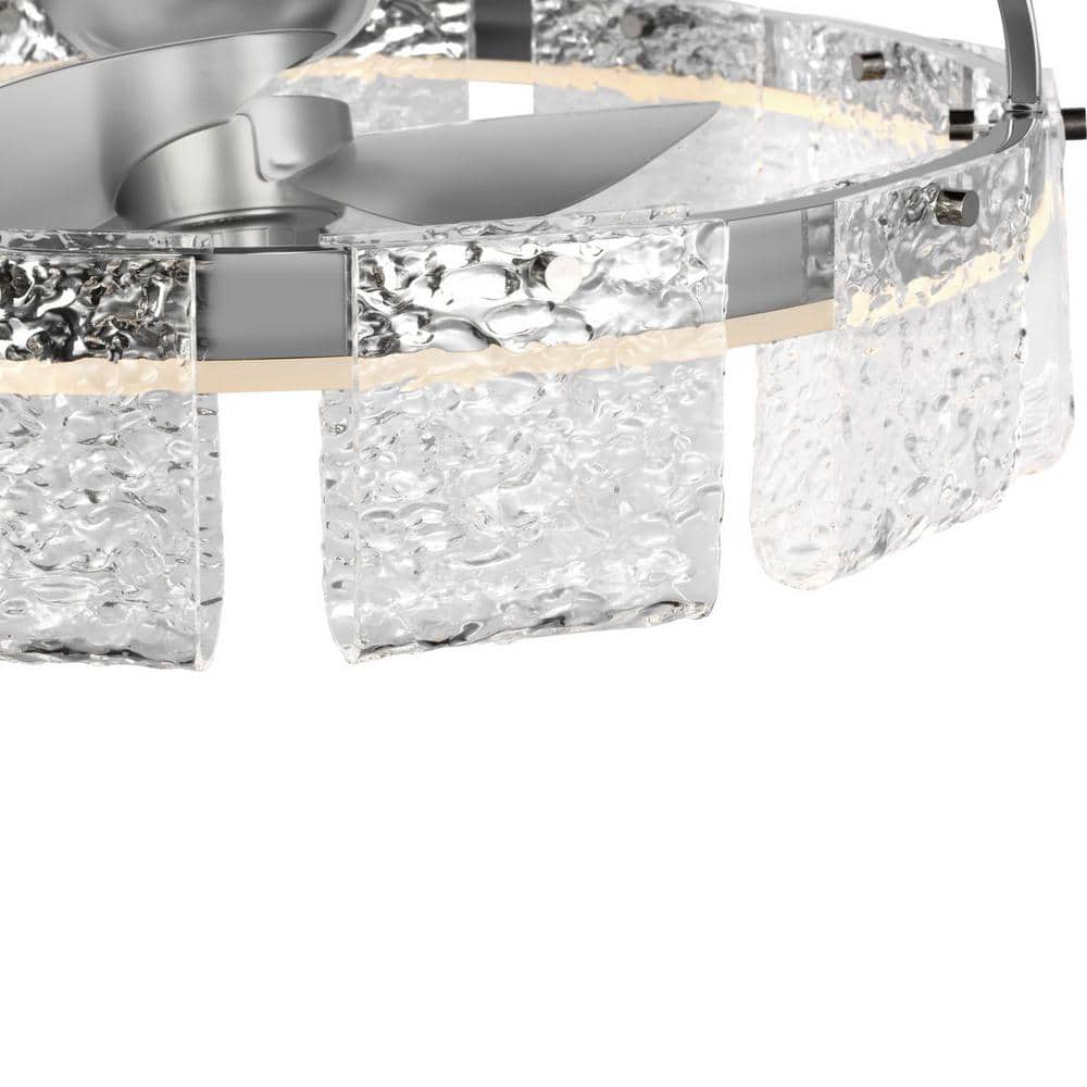 Polished Chrome 20" LED Fandelier with Remote and Glass Accents