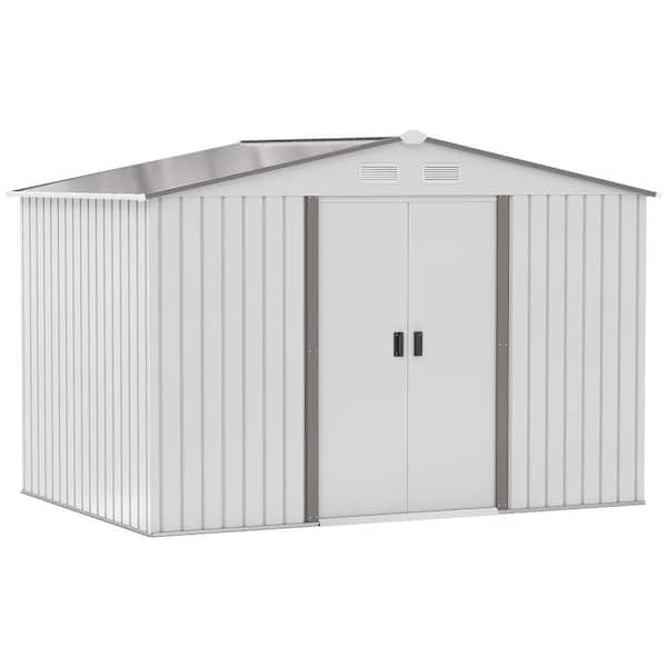 Outsunny 9 ft. W x 6 ft. D Metal Shed with Double Sliding Doors (58 sq. ft.)