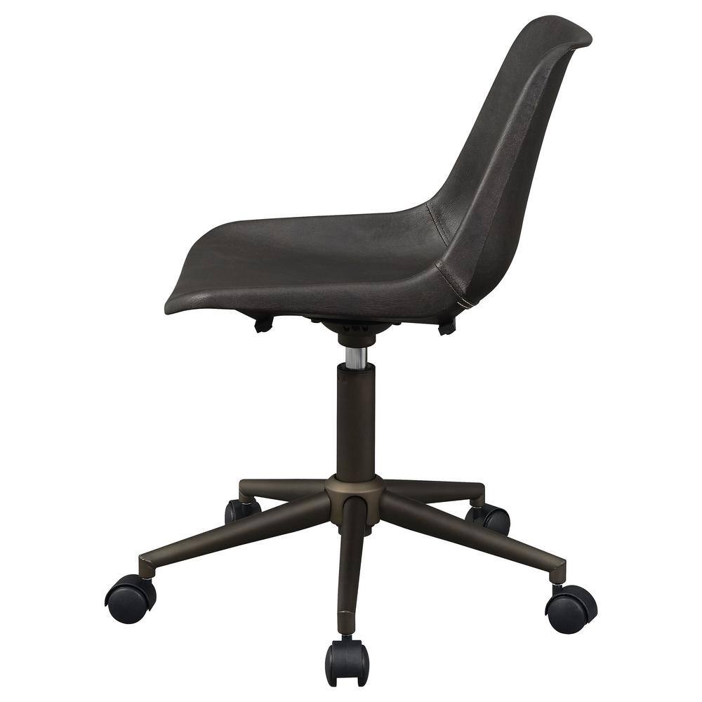 Contemporary Brown Fabric and Rustic Taupe Metal Desk Chair