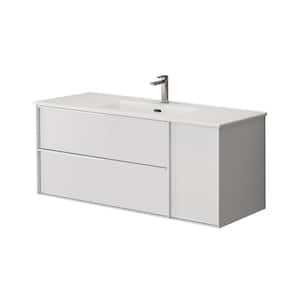 Palma 47.6 in. W x 18.1 in. D x 19.5 in. H Single Sink Wall Mounted Bath Vanity in Matte White with White Ceramic Top