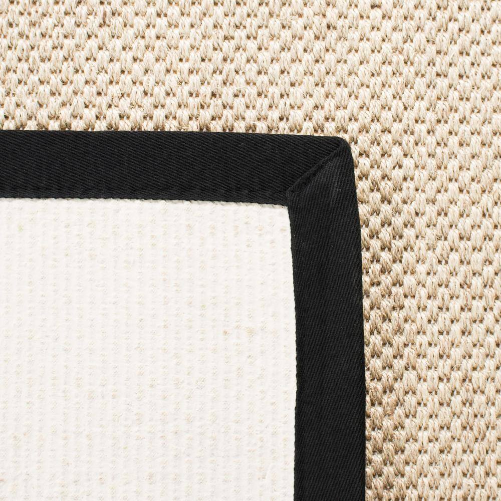 Marble & Black Hand-Knotted Square Sisal Area Rug - 4'