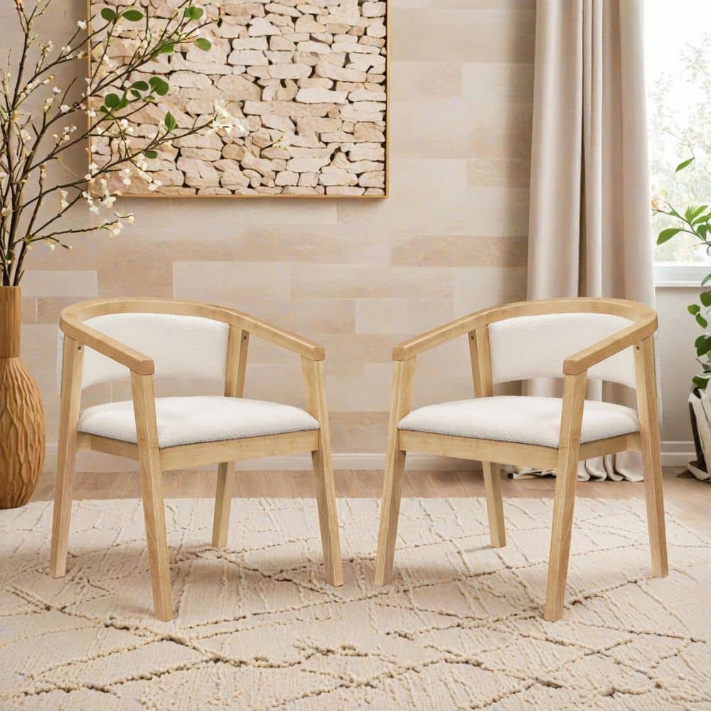 Harper & Bright Designs Oak and Beige Solid Wood U-shaped Dining Chair ...