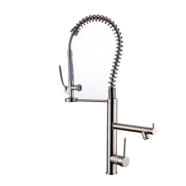 Kitchen Faucet with Pull Down Sprayer Brushed Nickel Stainless Steel Single Handle Kitchen Sink Faucets