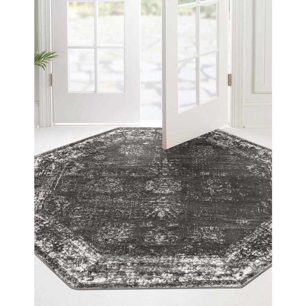 Casino Sofia Octagon Easy-Care Stain-Resistant Rug in Dark Gray