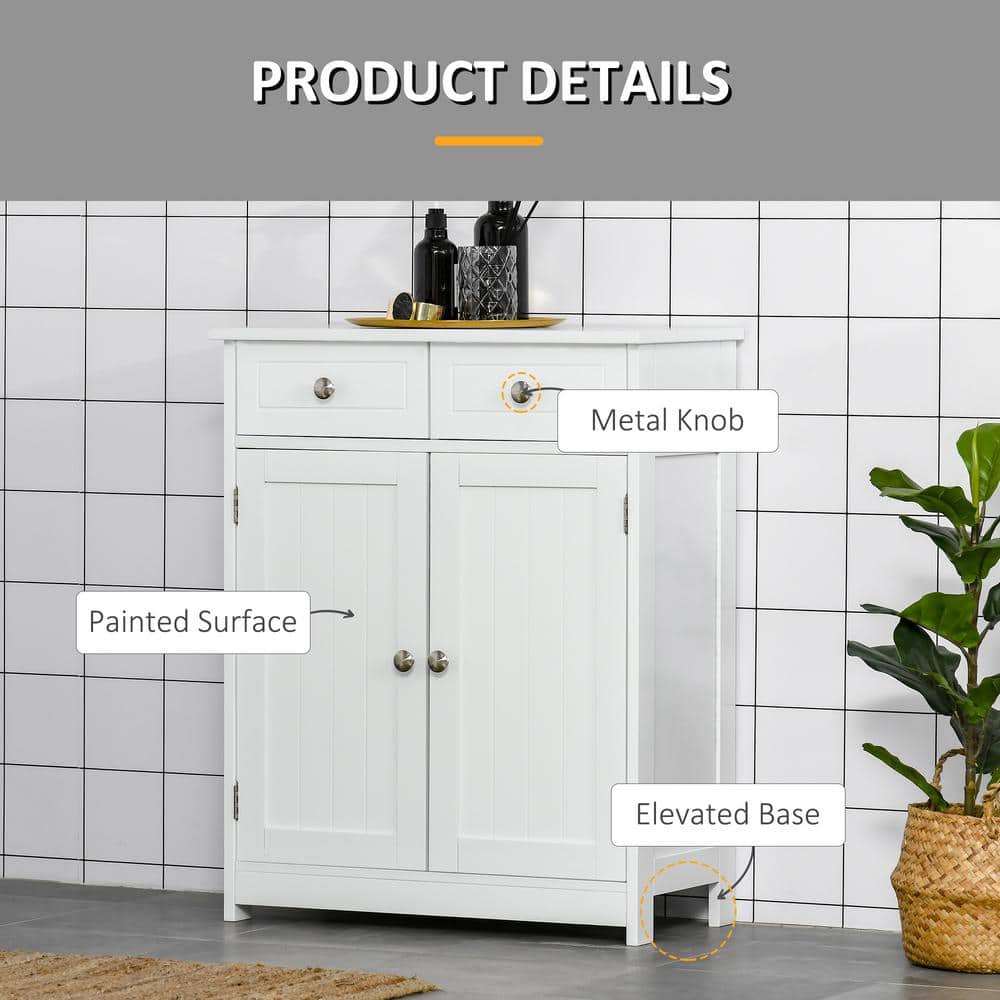 White MDF Freestanding Bathroom Cabinet with Adjustable Shelving